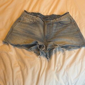 Arizona Jean Company Light Blue Frayed Jean Shorts